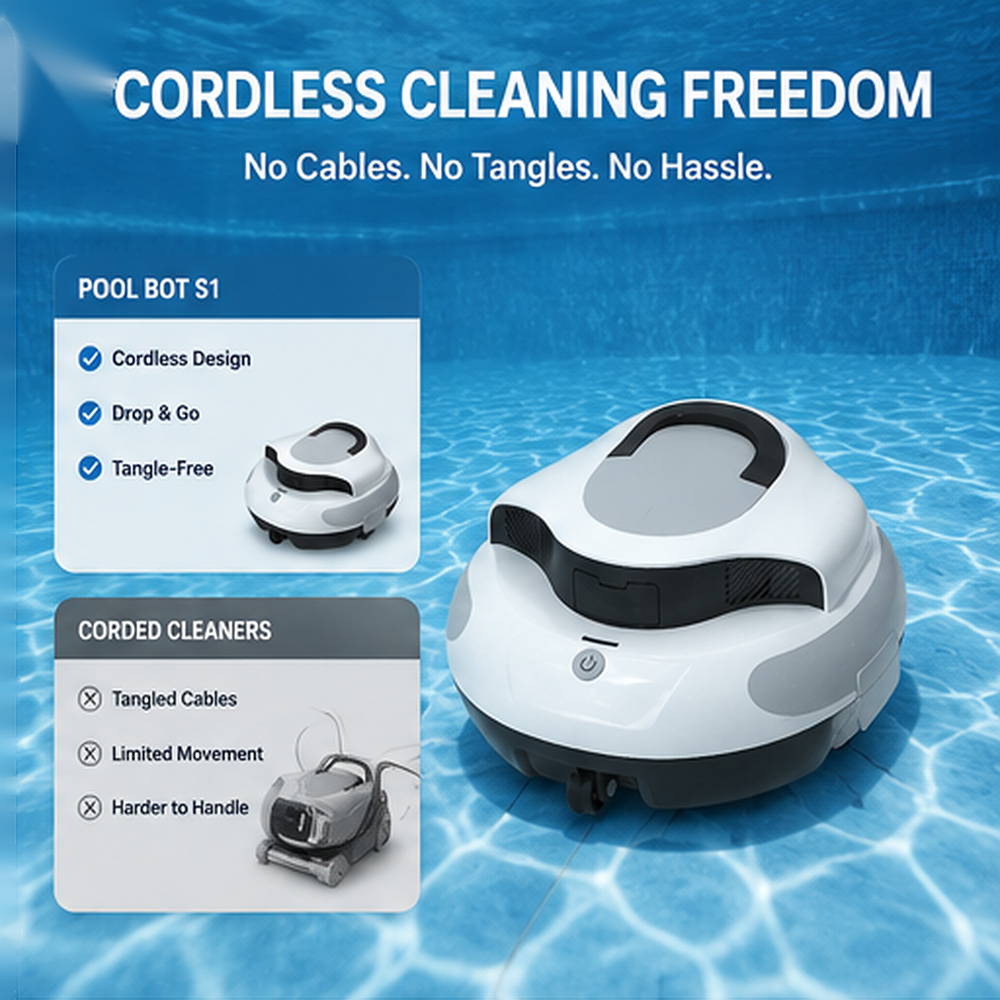 POOL BOT S1 Cordless Robotic Pool Cleaner for Above-Ground & In-Ground Pools