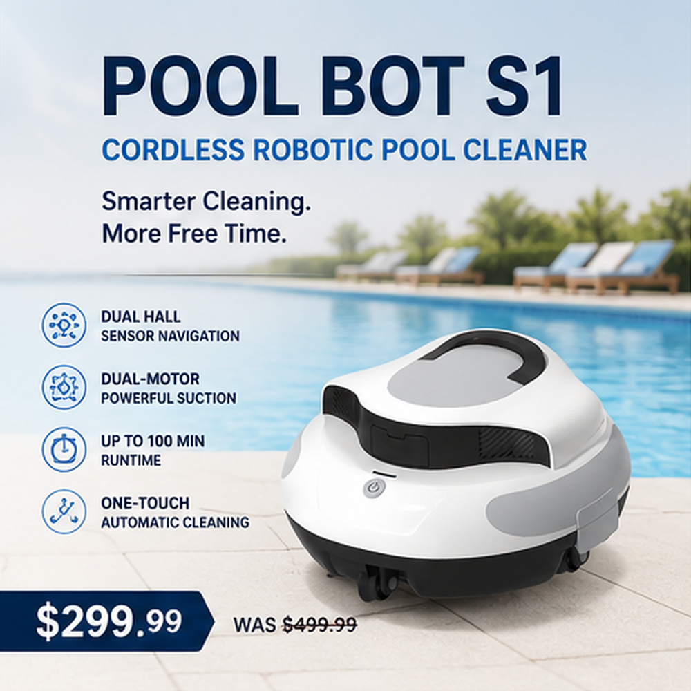 POOL BOT S1 Cordless Robotic Pool Cleaner for Above-Ground & In-Ground Pools